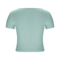 thumbnail image 6 of AKOEE Women's Crop Tops Short Sleeve Base T-Shirts Square Neck Slim Fitted Tees Casual Summer Y2k Clothes (L, Green), 6 of 7