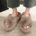 thumbnail image 2 of Womens Winter Slipper with Thick Sole Open Toe Slip-on Warm Shoes Women's Fashion Casual Versatile Beach Sandals, 2 of 6