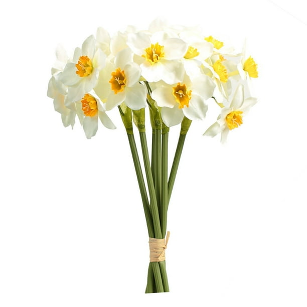 Ramo minimalista de narcisos Flores de seda y plástico Salón Mesa de comedor Pequeño adorno para el hogar de estilo fresco