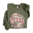 thumbnail image 4 of Shes From Texas I Can Tell Sweatshirt for Women Western Cowgirl Graphic Pullover Army Green Sweatshirt Adult Large, 4 of 7