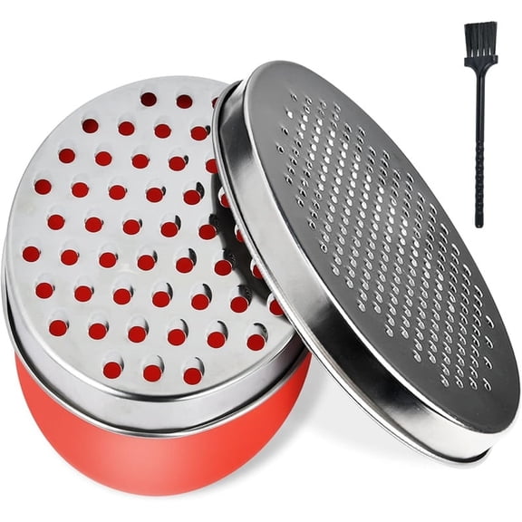 Cheese Grater With Airtight Storage Container,cheese shredder&vegetable grater，Box Grater (Red)