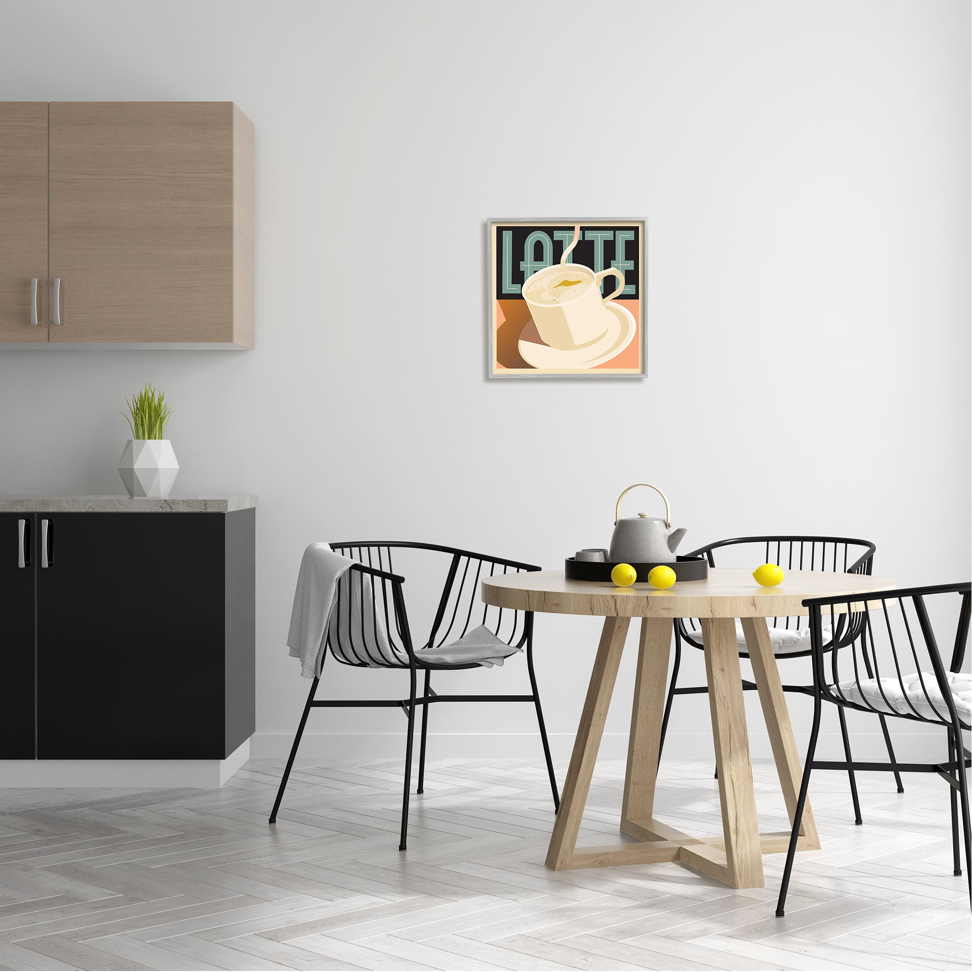 Stupell Industries Vintage Latte Mug Food & Beverage Painting Gray Framed Art Print Wall Art, 17 x 17