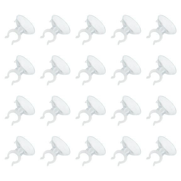 20Pcs Aquarium Suction Cup Clips, 10mm Airline Tube Holders Clamps Cup Holder Sucker Tube Sucker for ID Airline Tubing Fish Tank, Clear