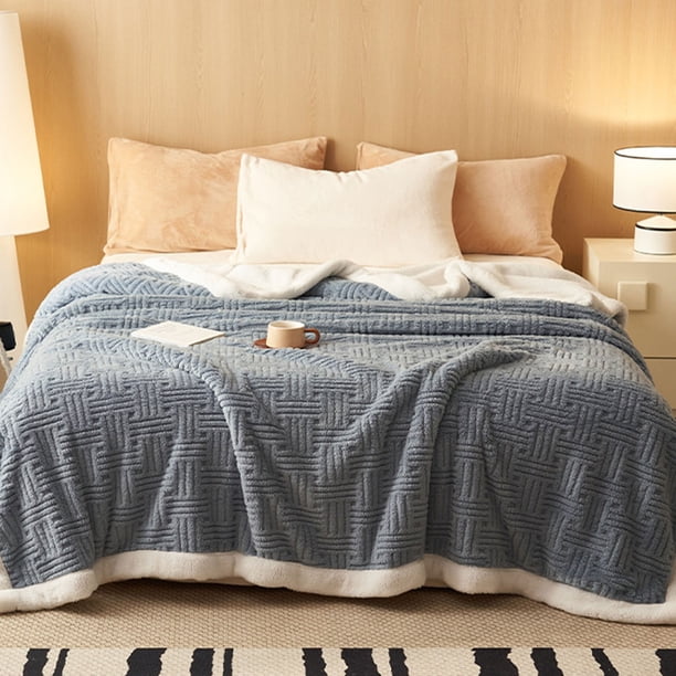 Manta de forro polar de 59 x 40 pulgadas para sofá, suave, cálida y esponjosa, color crema liso, decorativa y a rayas, ideal para regalar.
