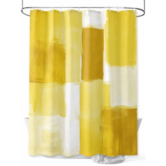 nqOlkjepod Yellow Geometric Shower Curtain, Waterproof Shower Curtains for Bathroom, Watercolor Ombre Modern Abstract Art Washable Fabric Bathtub Curtain Set Bath Decor with 12 Hooks Long 72"x84"