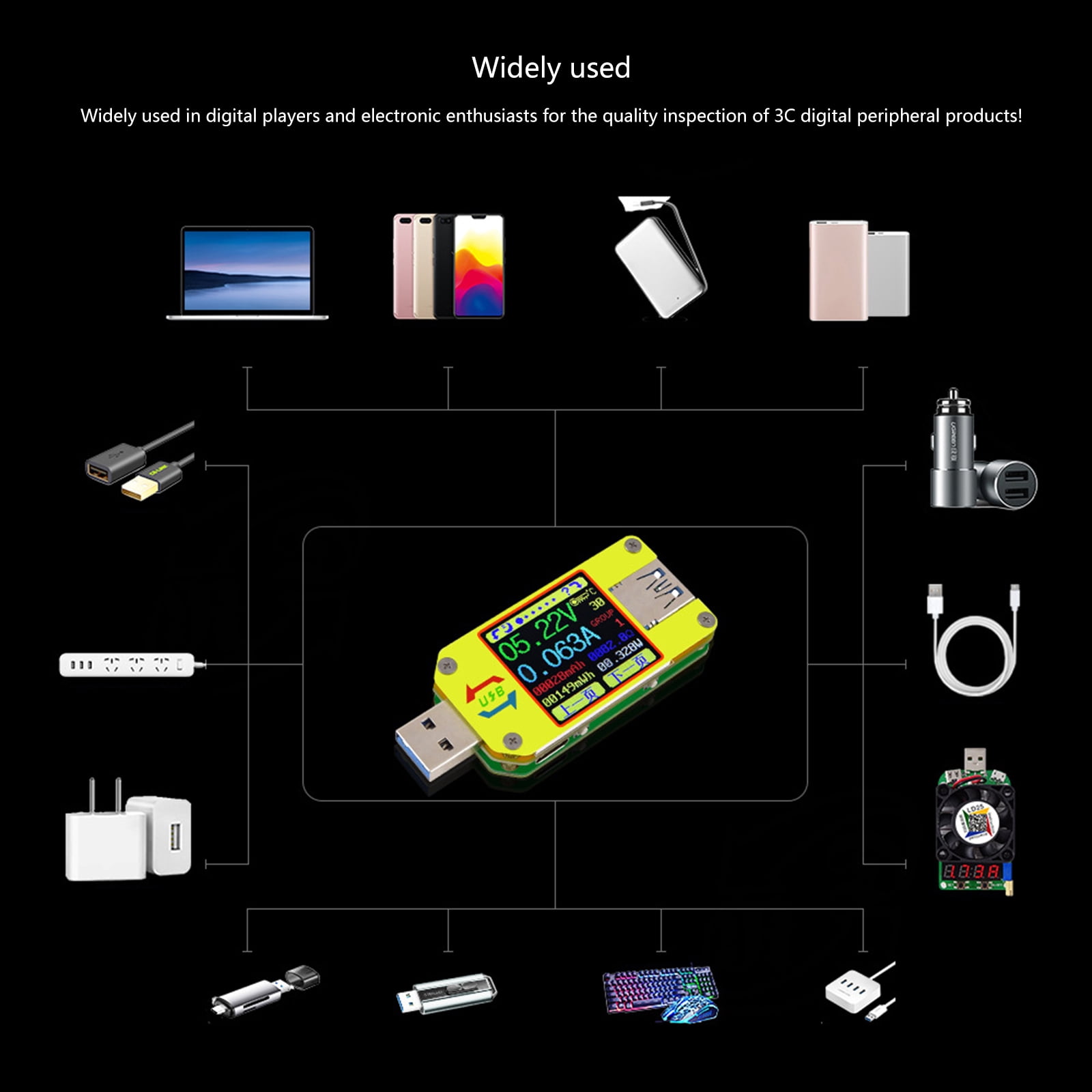 USB Power Meter 4-24V 4A LCD USB Voltages Current Display USB Tester Multimeter USB Current Meter Tester LCD Display