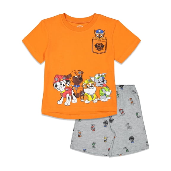 Paw Patrol Toddler Boys' 2-Piece T-Shirt and Shorts Set Chase Marshall Orange