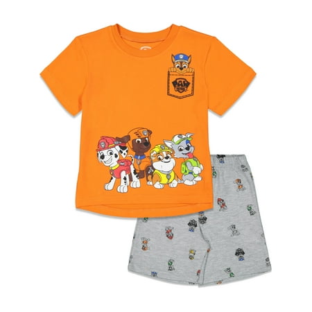 Paw Patrol Little Boys 2-Piece T-Shirt and Shorts Set Chase Marshall Orange