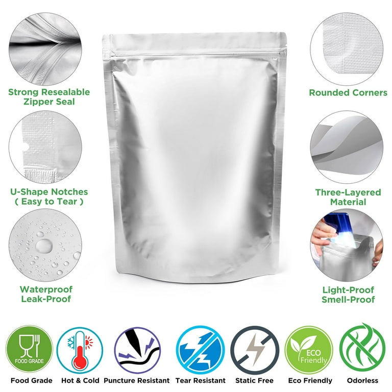 Gallon 7-Mil Zip Seal Mylar Bags.