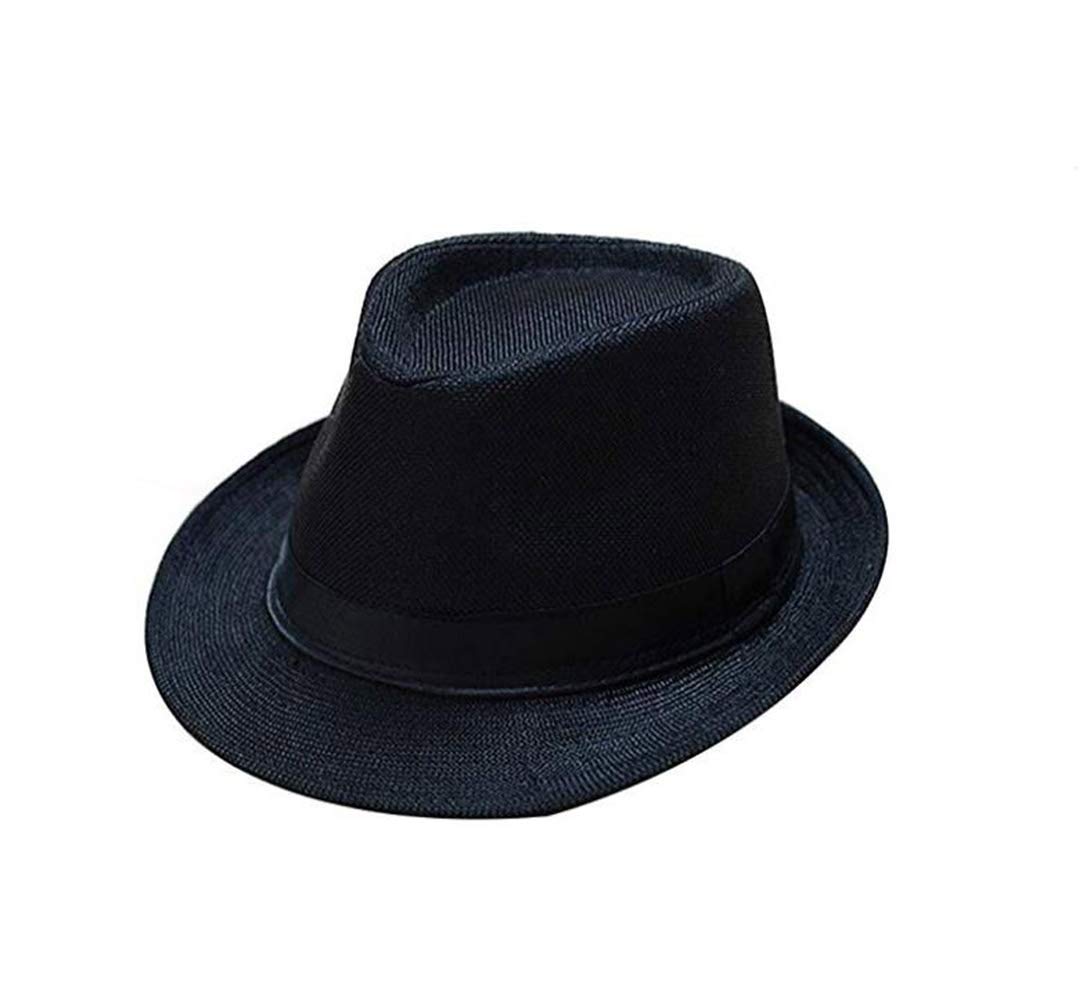 Woshilaocai Mens Classic Fedora Wide Brim Panama Dress Hat,Black,One Size - image 2 of 3