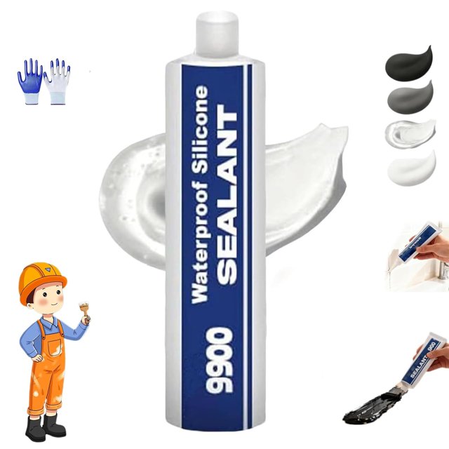 Scellant Structural Super Collant Tout Usage 9900, Colle Adhésive Imperméable, Composé d'Étanchéité Résistant aux UV, Scellant de Construction Multi-Surfaces pour Toit, Salle de Bain, Tuile (Transparent)