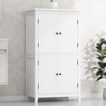 thumbnail image 2 of Bellemave Bathroom Floor Storage Cabinet with 4 Doors and Adjustable Shelf Freestanding Cabinet Multifunctional Small Storage Organizer for Living Room 23.6” x 11.8” x 43.3” (White, 4 Doors), 2 of 10