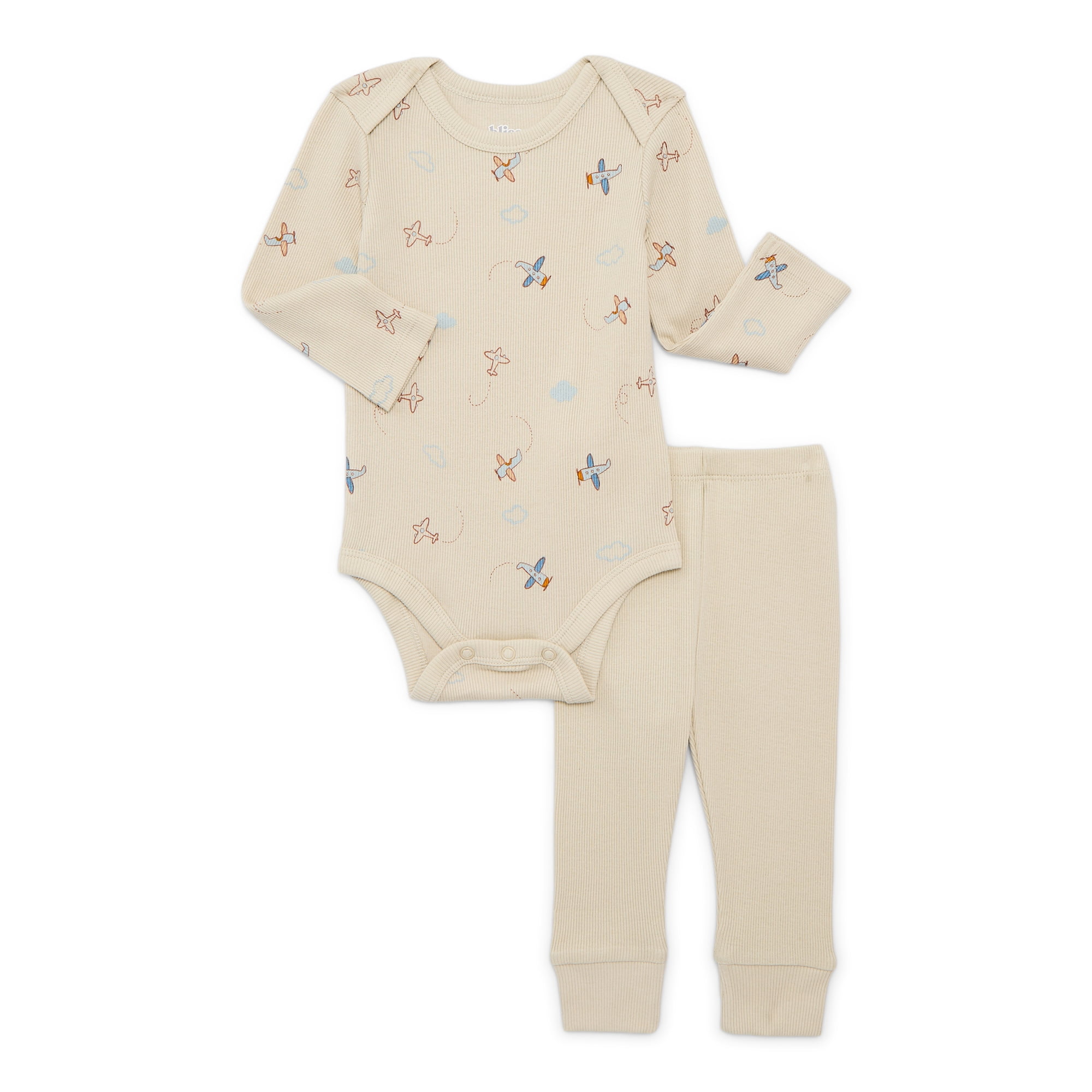 Bliss by Garanimals Baby Boys or Girls Ribbed Cotton Bodysuit and Leggings Set, 2-Piece, Sizes 0-12 Months