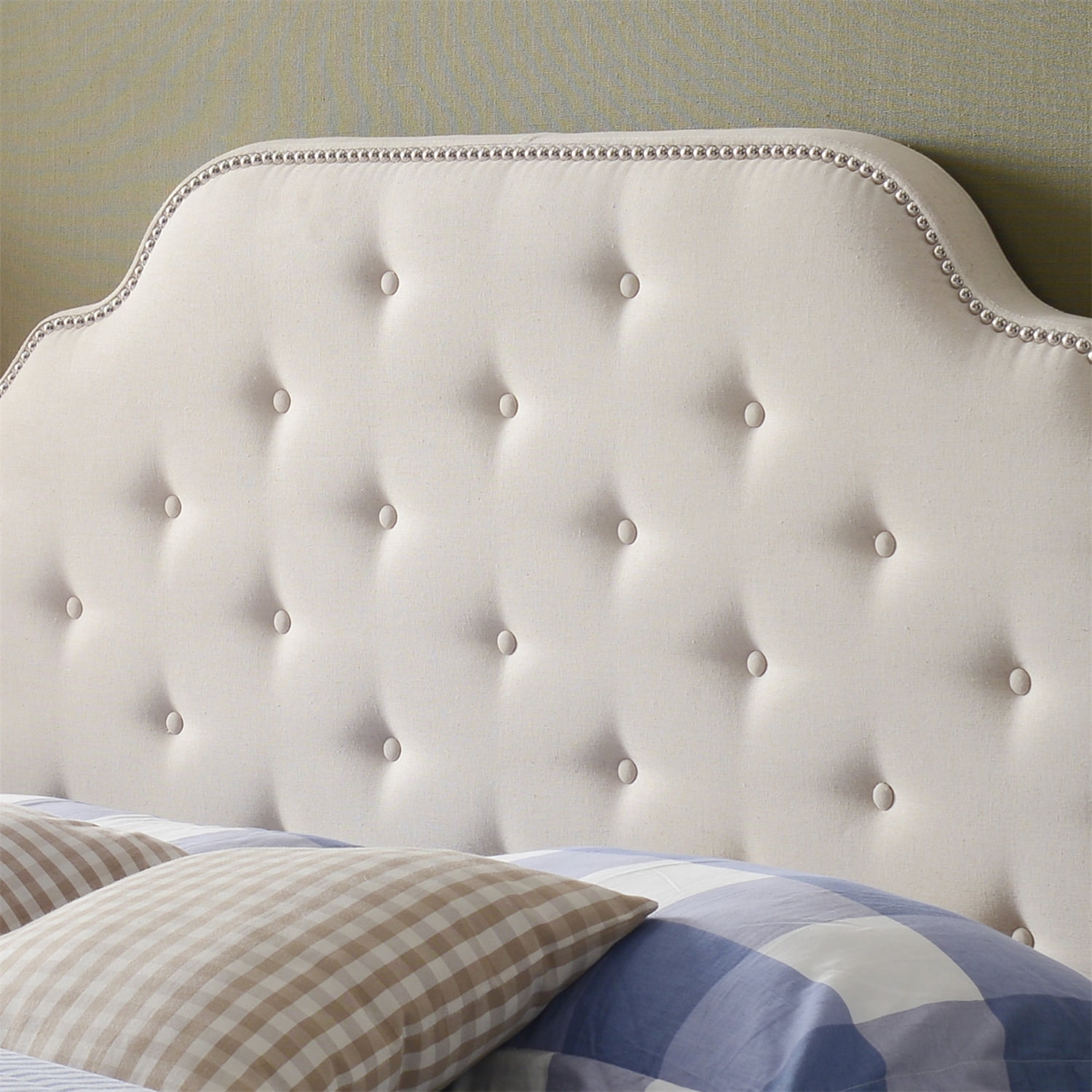 Kepooman Upholstered Headboard, Button Tufted Upholstery, Queen & Full Size, Beige Kepooman Upholstered Headboard, Button Tufted Upholstery, Queen & Full Size, Beige