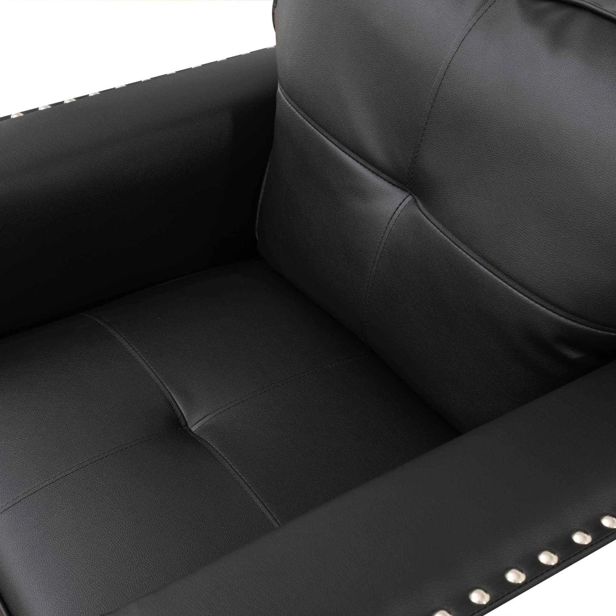 TrumanPick Leather Sofa Couch Set, Modern Sofa and Loveseat Sets, Modular Sectional Couch Furniture Sets for Living Room, Black