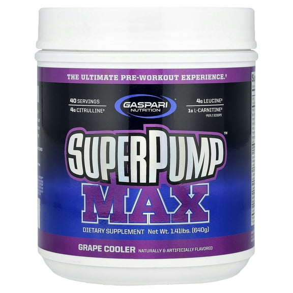 Gaspari Nutrition Superpump Max Pre Workout Powder, Grape Cooler, 40 Servings