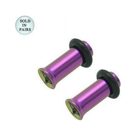 Purple Anodized Titanium Tunnel Ear Plugs - 6 Gauge