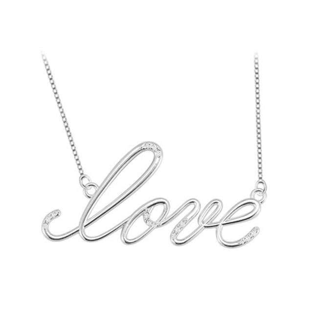 Fine Jewelry Vault UBPDS85504W14D 14K White Gold Script LOVE Diamond Necklace of 0.10 Carat by Fine Jewelry Vault