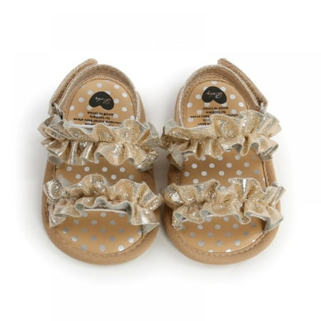 

Infant Baby Girls Soft Sole Summer Sparkle Sandals Flower Shoes Bowknot Candy Princess Dress Flats First Walker Crib Shoes
