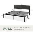 thumbnail image 4 of Amolife Full Size Metal Bed Frame with Upholstered Headboard, Dark Grey, 4 of 8