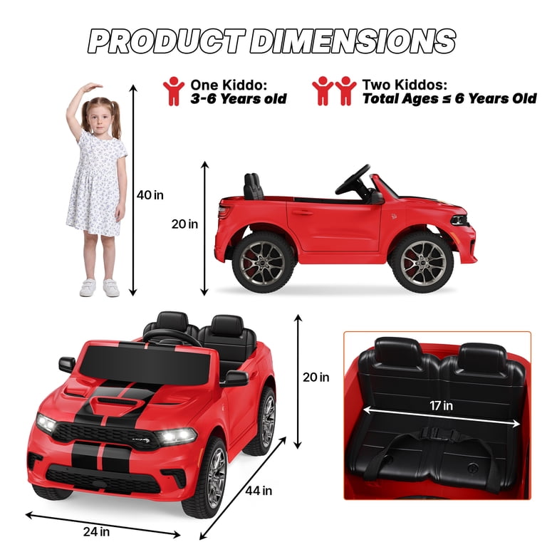 Dodge Kids Electric Ride-On Car, 12V Licensed Dodge Durango
