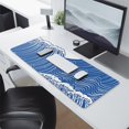 thumbnail image 3 of "Blue and White Japanese Wave Gaming Mouse Pad: Extra Large, Non-Slip Rubber Base, Stitched Edges, 31.5 x 11.8 Inch", 3 of 7