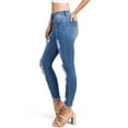 thumbnail image 4 of Wax Jean Women's Juniors Ripped Distressed High Waist Ankle Jeans (1, Medium Denim), 4 of 5