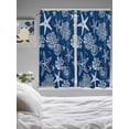 thumbnail image 3 of Navy Blue Coastal Bathroom Window Curtain, Nautical Beach Starfish Coral Summer Light Filtering Coffee Kitchen Curtains, Bedroom Living Room Curtains 2 Panel 84"x63", 3 of 6