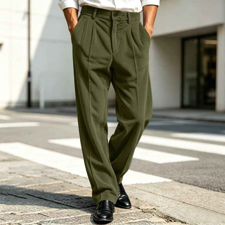 green velvet dress pants BVOFAR Mens Relaxed Fit Pant Business Casual Flat Front Work Pant Vintage Suit Trousers Army L bloom collection