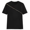 thumbnail image 3 of Pntutb Mujer Casual Moda Verano Cremallera Color Sólido Cuello Redondo Manga Corta Top Blusa Pntutb Pntutb-7564, 3 of 5