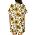 thumbnail image 6 of Rateoe Sunflowers and Bees Pattern Women's Short-Sleeved Pajama Set - 2 Piece Soft and Lightweight Sleepwear Set-X-Large, 6 of 7