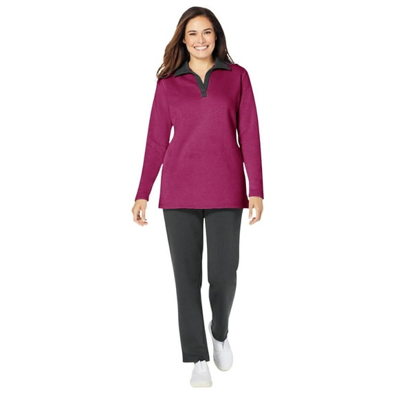 Woman Within Plus Size 2-Piece Fleece Polo Set