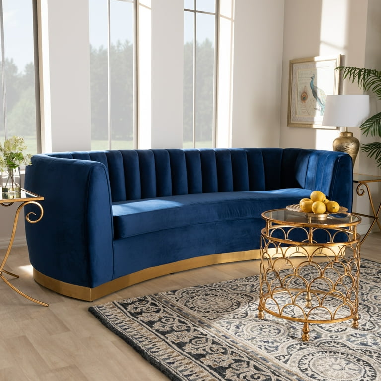 Royal blue tufted sectional deals