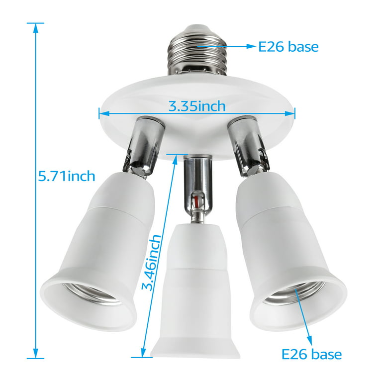 3-in-1 Light Socket Splitter, E26/27 Adapter Converter Bulbs