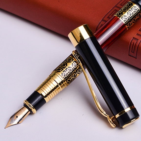 Luxury Metal Fountain Pen with Ink Refill Converter, Elegant Vintage Writing Pen for Business Office Collection Gift