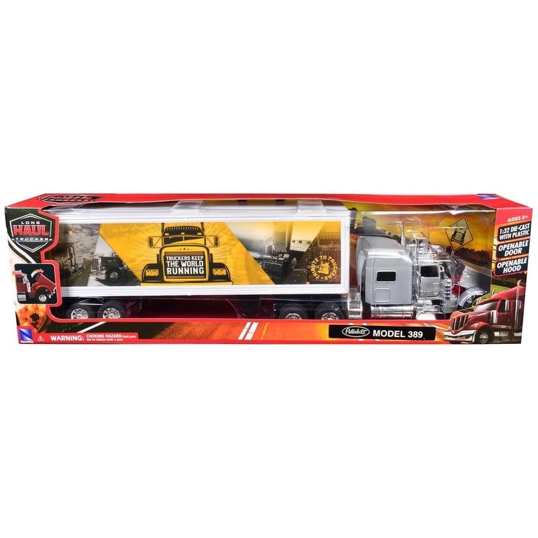 No73ミニカー1/50 箱ありTrendsetters in Trailers Peterbilt 389 Truck Silver Metallic with Dry Van Trailer 