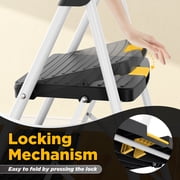 KK Kingrack 3 Step Ladder for Adults, Portable Folding Step Stool with Non-Slip Pedal, Lightweight 330lbs Steel Ladder for Home Office Bathroom