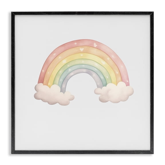 Stupell Industries Eclectic Dreamy Pastel Rainbow with Clouds Black Framed Giclee Art, 12 x 12, by Karen Smith