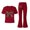 Wine, variant on UACY Girls Fashion Clothes Leopard Bow 2 Piece Outfits Kids Cute Clothing Sets Short Sleeve T Shirt Matching Flare Pants Set (Grey, 2-3 Years)