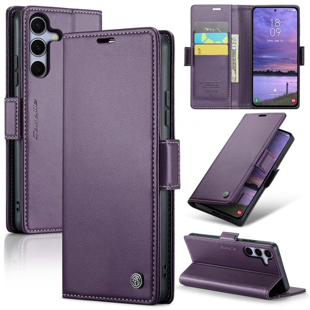 CaseMe Funda de Cuero para Samsung Galaxy S25+ 5G con Bloqueo RFID, para Samsung Galaxy S25+ Funda para Mujer y Hombre, Tarjetero con Cierre Magnético, Funda Tipo Folio para Samsung Galaxy S25+ 5G