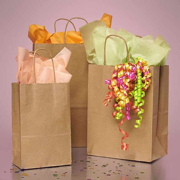 KraftyKlassics 12pk Kraft Brown 18"x7"x18" JUMBO Twisted Handle Shopping, Merchandise, Party Favor, Gift Bags