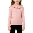 thumbnail image 2 of Kids' Girls Turtleneck Sweater Pearl Lace Collar Cute Knit Top Fall Winter Warm Cozy Layering Wear 2-10Y, 2 of 7