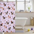 thumbnail image 3 of Manfei Cartoon Puppy Shower Curtain 72Wx72L, Dachshund Pet Animal Bathroom Curtain, Lavender, 3 of 5