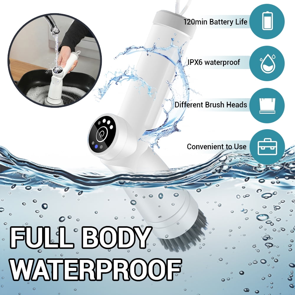 Electric Spin Scrubber Cordless, Shower Scrubber for Cleaning 3 Replaceable Heads, Scrub Brush Cleaner for Bathroom Floor Window Kitchen Sink, Handheld Power Scrubber, Electric Baby Bottle Brush Set