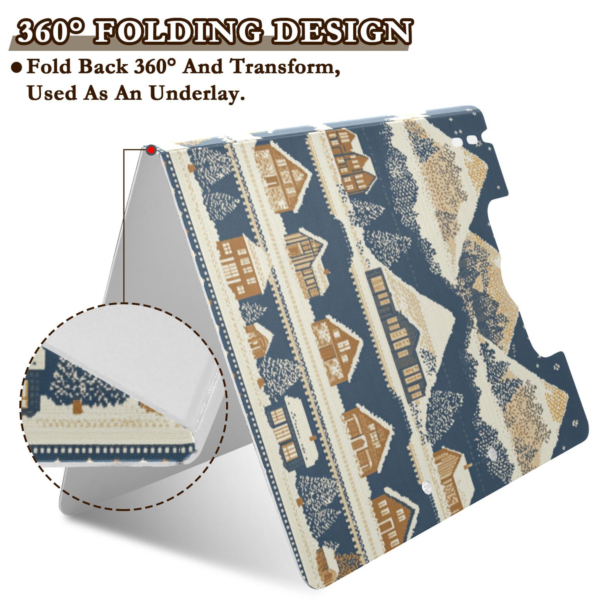 FORMRS A4 Clipboard Folder with Pen Holder Horizontal Foldable School Office Binder, Winter Village