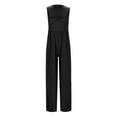 thumbnail image 3 of WILLBEST Vêtements d'Automne Femmes Combinaison Décontractée Taille Haute Ajustée avec Gilet Col Rond Jambe Large Jambe Droite Combinaison Pantalon Noir Femmes Extensible, 3 of 3