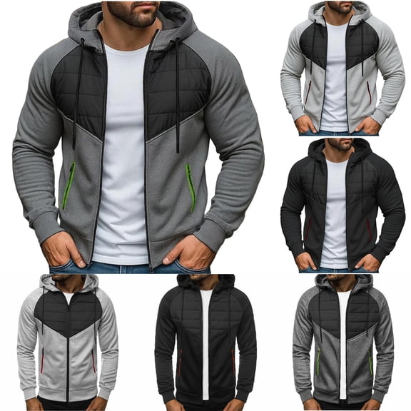 Namayuj Zip Up Hoodies for Men Basic Solid Color Hooded Sweatshirt Lightweight Pullover Tops Soft Long Sleeve Shirts