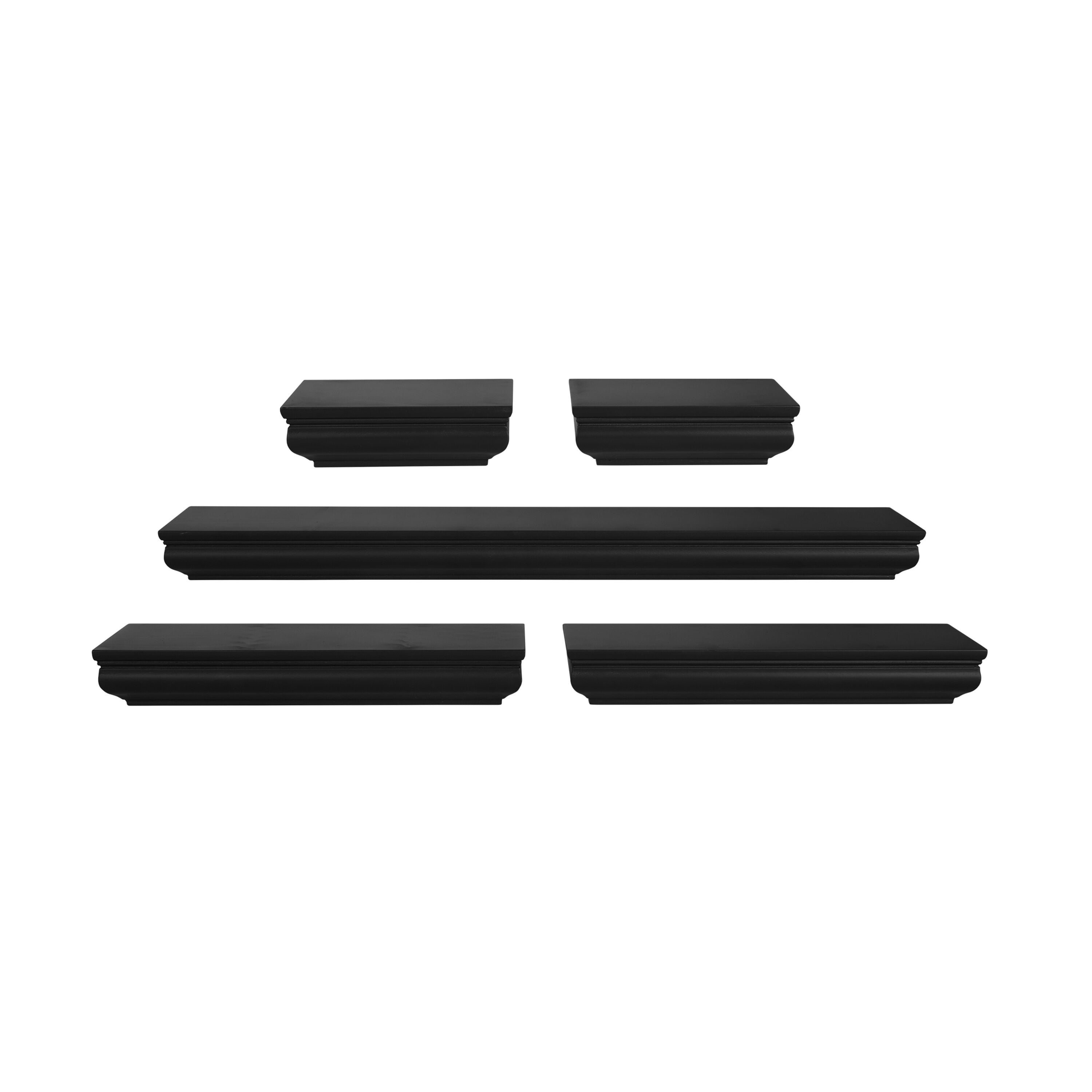Melannco Floating Molding Shelves Set of 5 Black