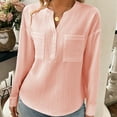 thumbnail image 5 of hotojiny Business Casual Tops for Women Summer Breathable Long Sleeve Work Blouses Casual Notch V Neck Button Shirt with Pockets, 5 of 7