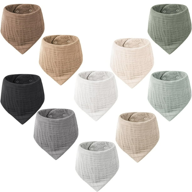 Baberos Konssy Muslin para bebés, paquete de 10 unidades, 100% algodón, unisex, 0-36 meses